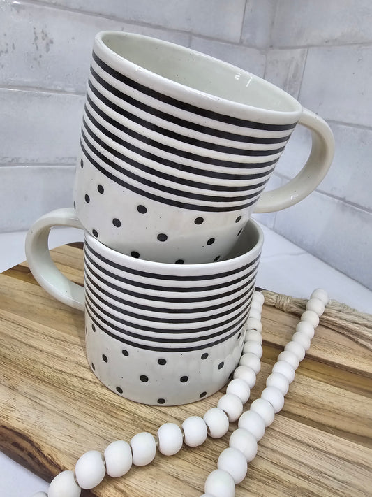 White + Black Mugs Set of 2