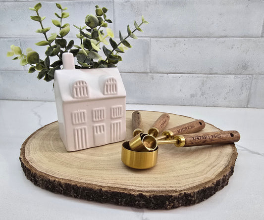 Wooden + Gold Measuring Spoon Set