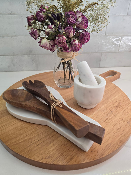 Marble Spoon Holder + Mortar and Pestle Set